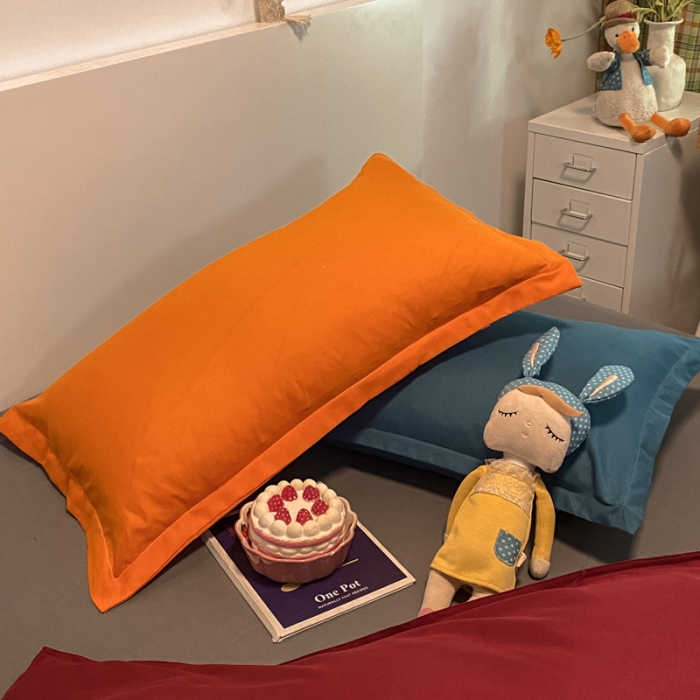 91家纺网 家纺一手货源 找家纺 贝拉梦 2021新款纯色混搭风四件套酒红+深灰