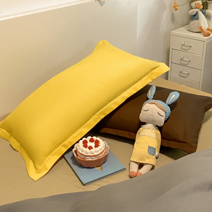 91家纺网 家纺一手货源 找家纺 贝拉梦 2021新款纯色混搭风四件套银灰+米驼