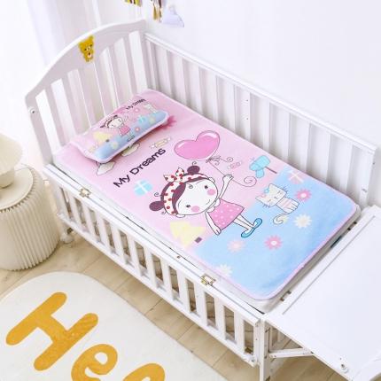 91家纺网 家纺一手货源 找家纺 大版卡通幼儿园婴童儿童冰丝凉席午睡席子宝宝婴儿床专用冰丝席 气球女孩