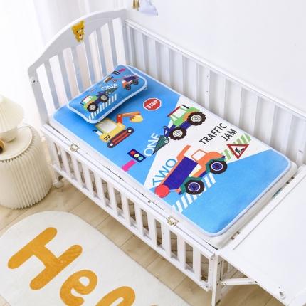 91家纺网 家纺一手货源 找家纺 大版卡通幼儿园婴童儿童冰丝凉席午睡席子宝宝婴儿床专用冰丝席 挖土机