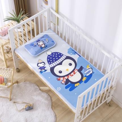 91家纺网 家纺一手货源 找家纺 大版卡通幼儿园婴童儿童冰丝凉席午睡席子宝宝婴儿床专用冰丝席 小企鹅