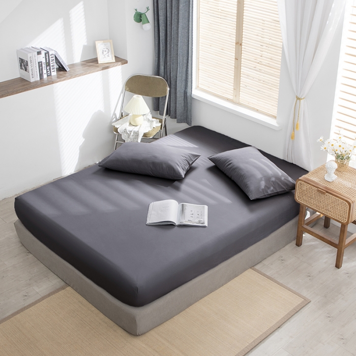 91家纺网 家纺一手货源 找家纺 小米笠 2021新款全棉水洗棉床笠深灰