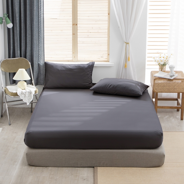 91家纺网 家纺一手货源 找家纺 小米笠 2021新款全棉水洗棉床笠深灰