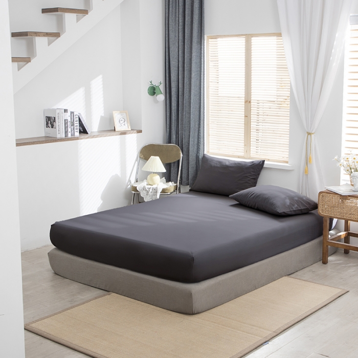 91家纺网 家纺一手货源 找家纺 小米笠 2021新款全棉水洗棉床笠深灰