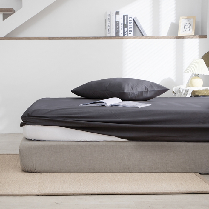 91家纺网 家纺一手货源 找家纺 小米笠 2021新款全棉水洗棉床笠深灰