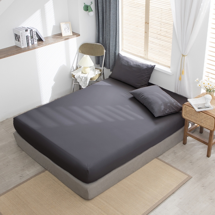 91家纺网 家纺一手货源 找家纺 小米笠 2021新款全棉水洗棉床笠深灰