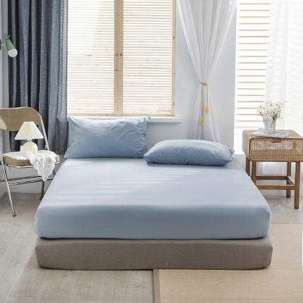 91家纺网 家纺一手货源 找家纺 小米笠 2021新款全棉水洗棉床笠天蓝