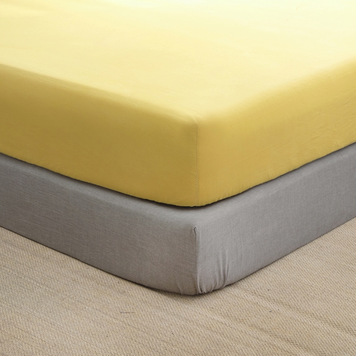 91家纺网 家纺一手货源 找家纺 小米笠 2021新款全棉水洗棉床笠杏黄