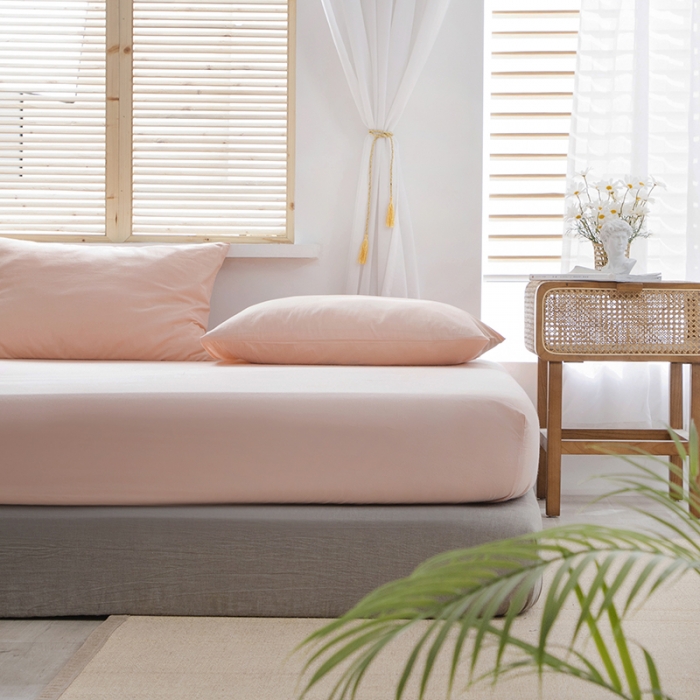 91家纺网 家纺一手货源 找家纺 小米笠 2021新款全棉水洗棉床笠玉色