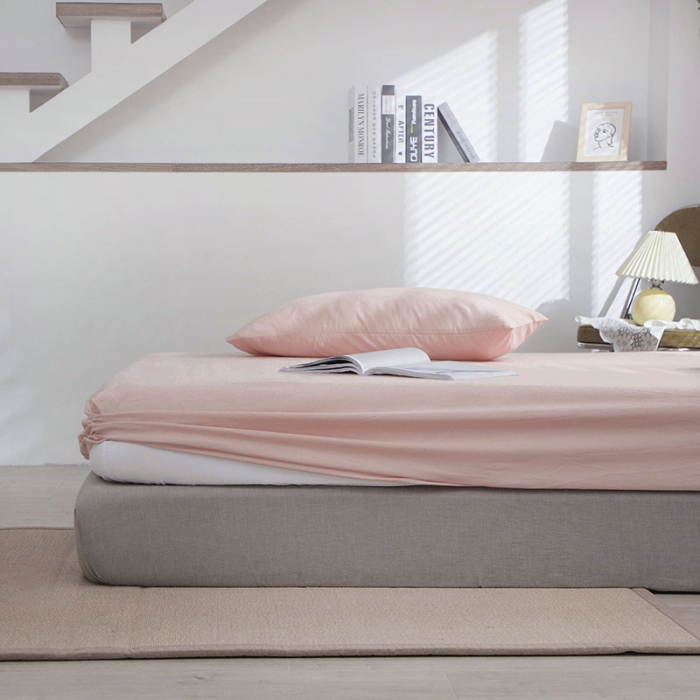 91家纺网 家纺一手货源 找家纺 小米笠 2021新款全棉水洗棉床笠玉色