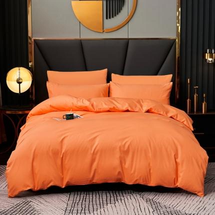 91家纺网 家纺一手货源 找家纺 欣喜来 2022新款全棉纯色四件套 桔黄