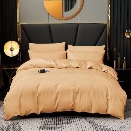 91家纺网 家纺一手货源 找家纺 欣喜来 2022新款全棉纯色四件套 驼色