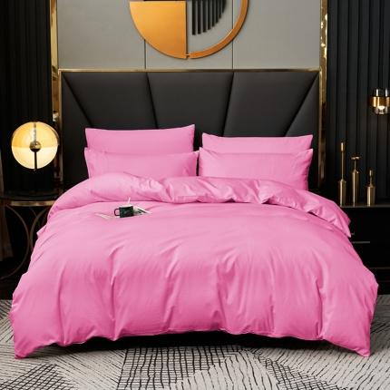 91家纺网 家纺一手货源 找家纺 欣喜来 2022新款全棉纯色四件套 胭脂