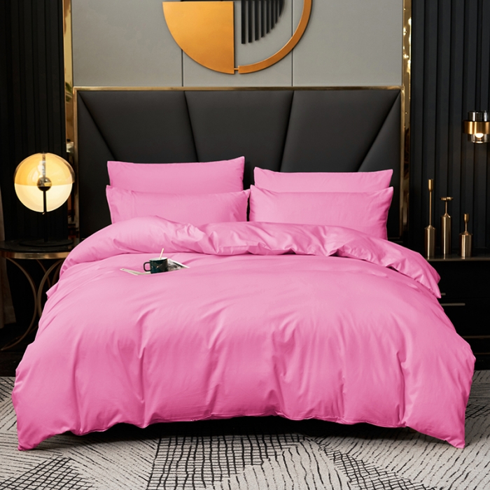 91家纺网 家纺一手货源 找家纺 欣喜来 2022新款全棉纯色四件套 胭脂