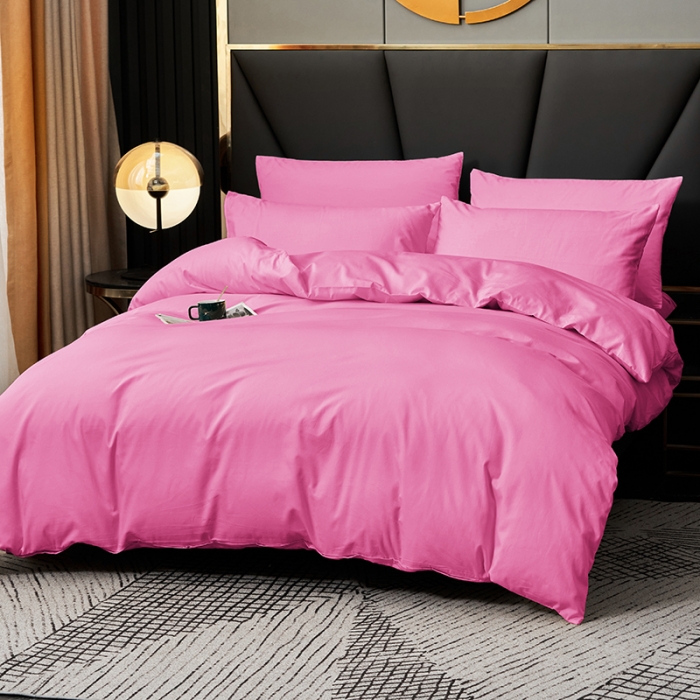 91家纺网 家纺一手货源 找家纺 欣喜来 2022新款全棉纯色四件套 胭脂