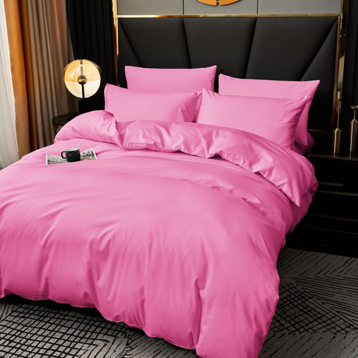 91家纺网 家纺一手货源 找家纺 欣喜来 2022新款全棉纯色四件套 胭脂