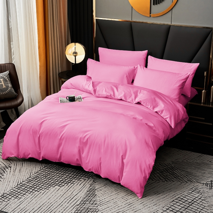 91家纺网 家纺一手货源 找家纺 欣喜来 2022新款全棉纯色四件套 胭脂