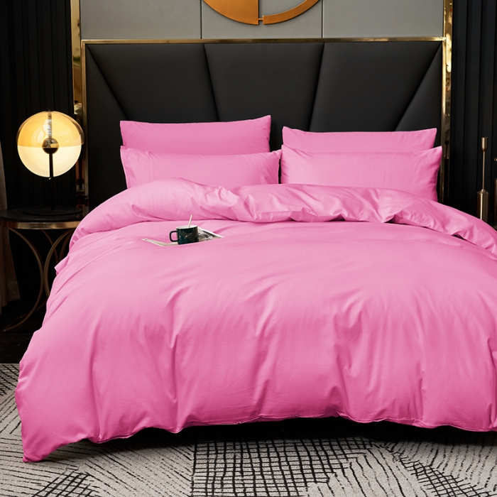 91家纺网 家纺一手货源 找家纺 欣喜来 2022新款全棉纯色四件套 胭脂