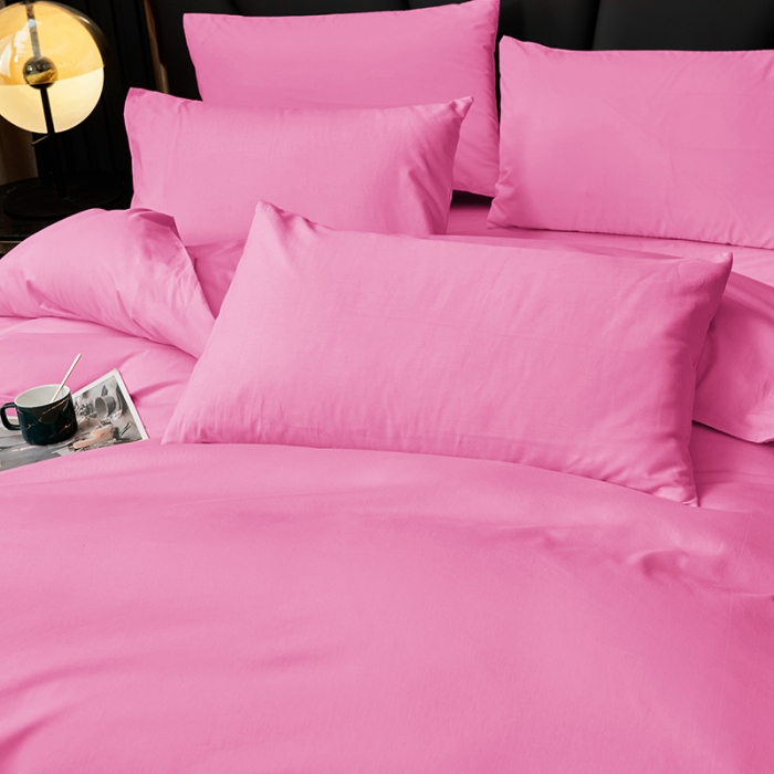 91家纺网 家纺一手货源 找家纺 欣喜来 2022新款全棉纯色四件套 胭脂