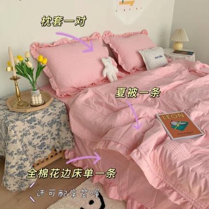 91家纺网 家纺一手货源 找家纺 六巷胡同 2022新款出口韩国款雪纺纱夏被 嫩粉