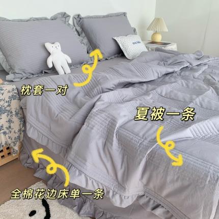 91家纺网 家纺一手货源 找家纺 六巷胡同 2022新款出口韩国款雪纺纱夏被 浅灰