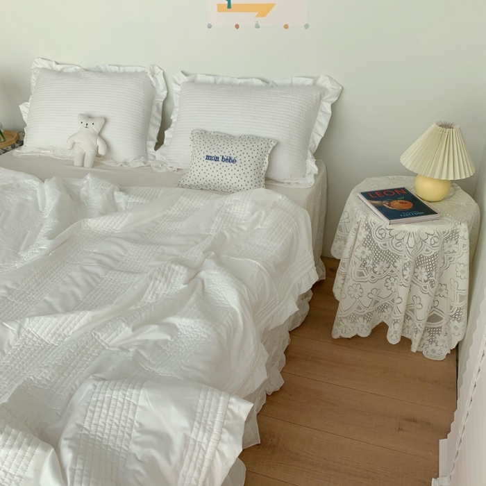 91家纺网 家纺一手货源 找家纺 六巷胡同 2022新款出口韩国款雪纺纱夏被 本白