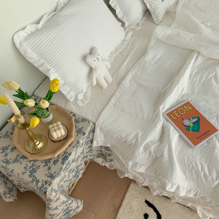 91家纺网 家纺一手货源 找家纺 六巷胡同 2022新款出口韩国款雪纺纱夏被 本白