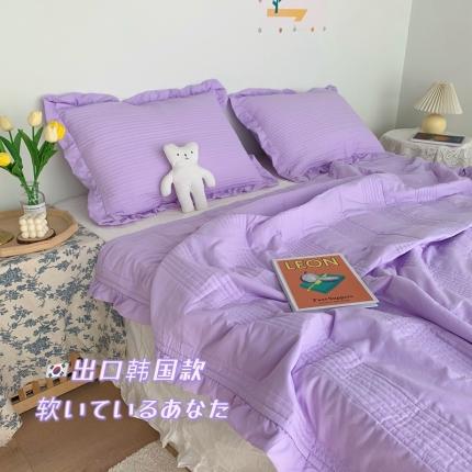 91家纺网 家纺一手货源 找家纺 六巷胡同 2022新款出口韩国款雪纺纱夏被 淡紫