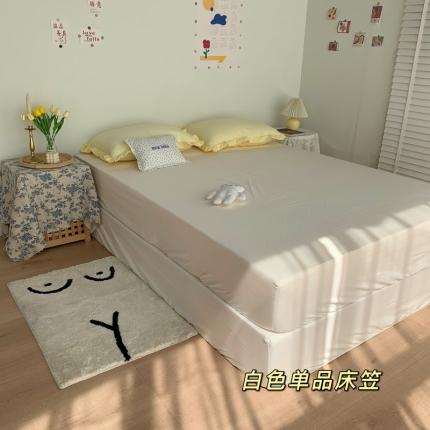 91家纺网 家纺一手货源 找家纺 六巷胡同 2022新款喷气全棉花边床笠 白色