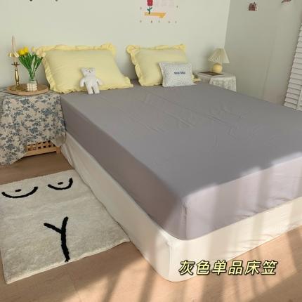 91家纺网 家纺一手货源 找家纺 六巷胡同 2022新款喷气全棉花边床笠 灰色