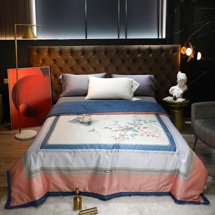 91家纺网 家纺一手货源 找家纺 薇玛仕2023莫代尔天丝轻奢大版花夏凉被 蝶舞