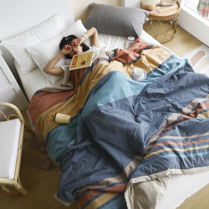 薇玛仕2023新款全棉水洗色织夏凉被空调被 彩韵