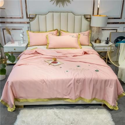 91家纺网 家纺一手货源 找家纺 寐居家纺 2021新款轻奢天丝刺绣夏被 奶油玉-泫雅花