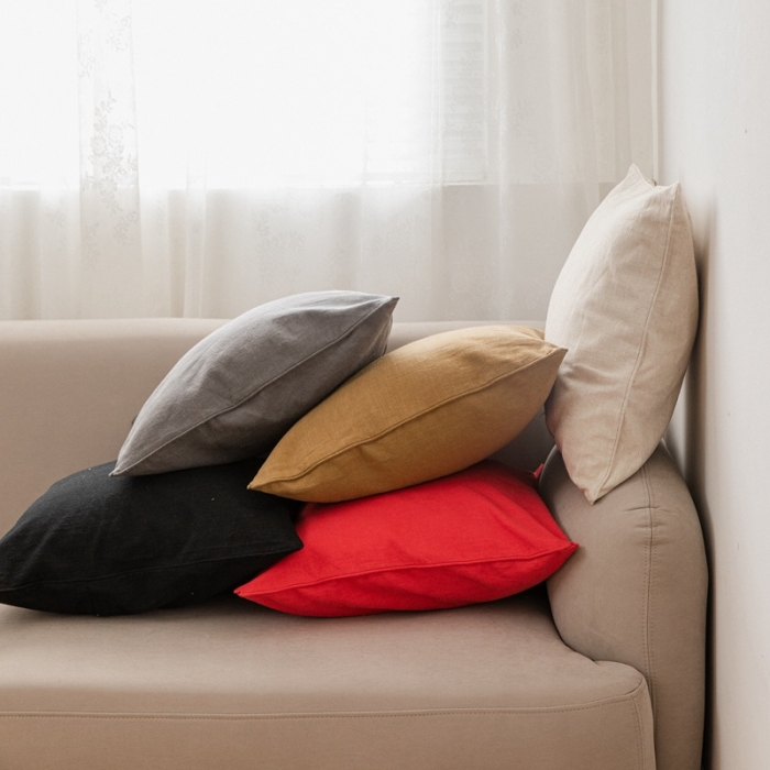 91家纺网 家纺一手货源 找家纺 （总）美茉 2023新款纯色棉麻抱枕----嵌绳款