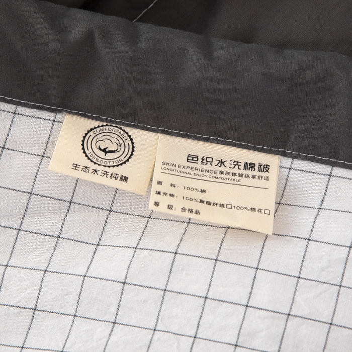 91家纺网 家纺一手货源 找家纺 天瑜家纺 2023新款全棉色织水洗棉夏被 白小格