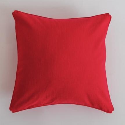 美茉 2021新款纯色棉麻抱枕----嵌绳款 绯红