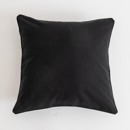 美茉 2021新款纯色棉麻抱枕----嵌绳款 极夜黑