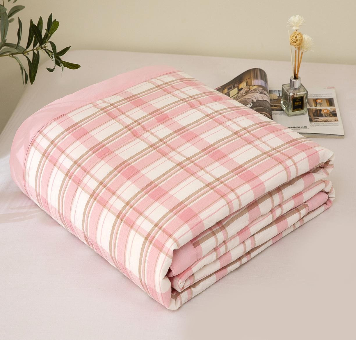 91家纺网 家纺一手货源 找家纺 天瑜家纺 2023新款全棉色织水洗棉夏被 粉彩格