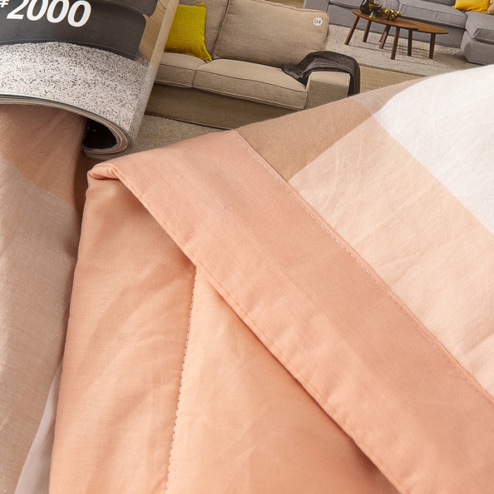 91家纺网 家纺一手货源 找家纺 天瑜家纺 2023新款全棉色织水洗棉夏被 粉大格