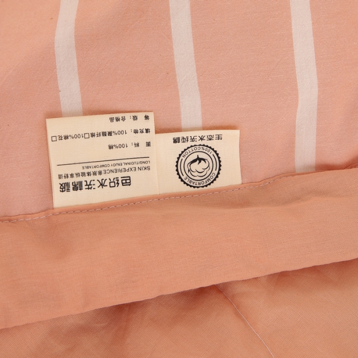 91家纺网 家纺一手货源 找家纺 天瑜家纺 2023新款全棉色织水洗棉夏被 粉宽条