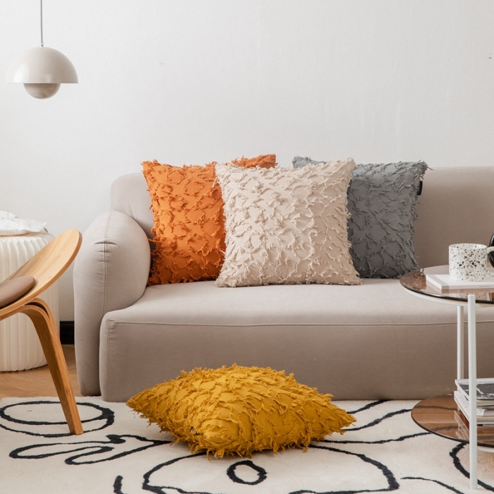 91家纺网 家纺一手货源 找家纺 （总）美茉 2021新款菱形剪花抱枕----素色款