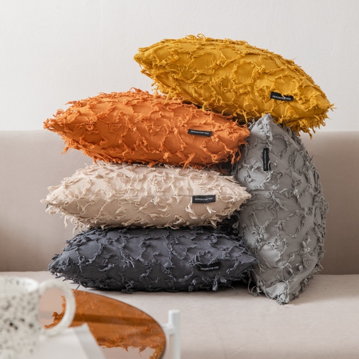 91家纺网 家纺一手货源 找家纺 （总）美茉 2021新款菱形剪花抱枕----素色款