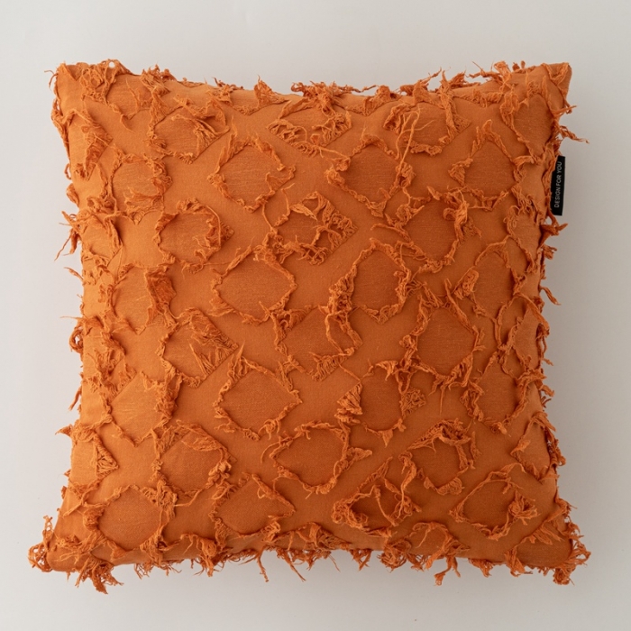 91家纺网 家纺一手货源 找家纺 美茉 2021新款菱形剪花抱枕----素色款 燃橙