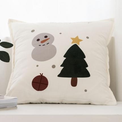 91家纺网 家纺一手货源 找家纺 美茉 2021新款针织棉绒印花靠垫 雪人