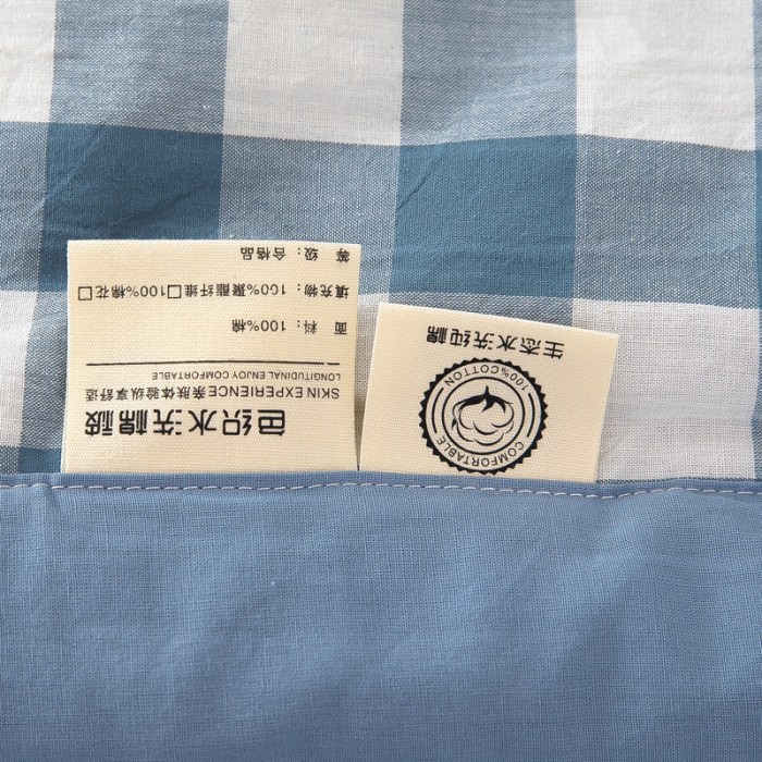 91家纺网 家纺一手货源 找家纺 天瑜家纺 2023新款全棉色织水洗棉夏被 蓝中格