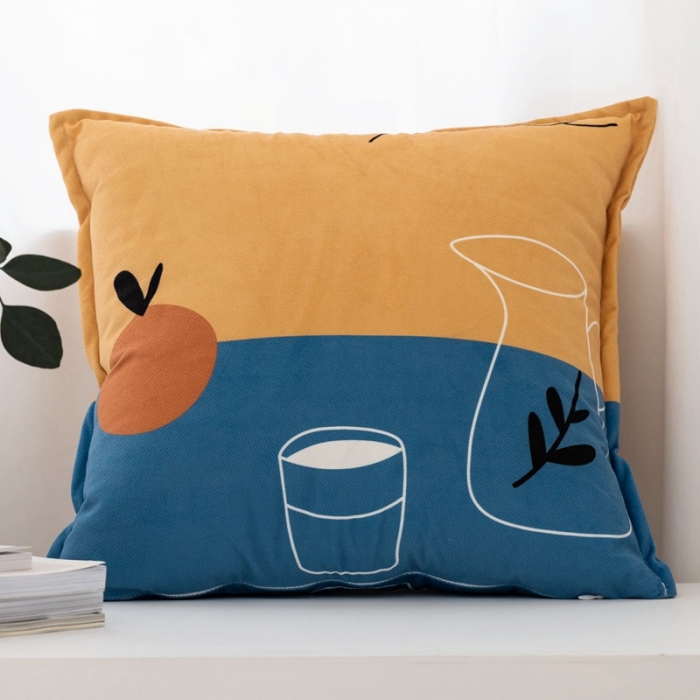 91家纺网 家纺一手货源 找家纺 美茉 2021新款针织棉绒印花靠垫 希农-黄