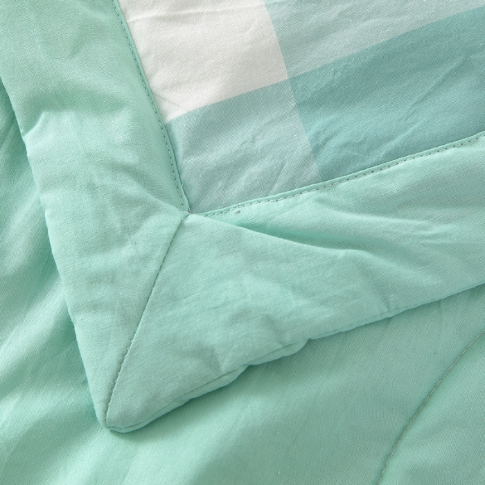 91家纺网 家纺一手货源 找家纺 天瑜家纺 2023新款全棉色织水洗棉夏被 绿大格