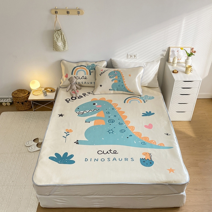 91家纺网 家纺一手货源 找家纺 雅居纺家纺 2022新款大版800D印花冰丝席 巨齿龙