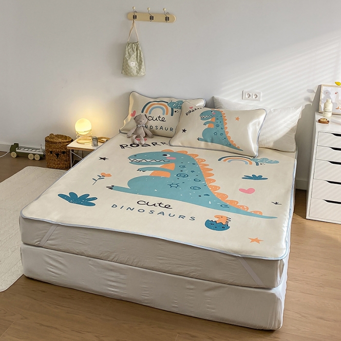 91家纺网 家纺一手货源 找家纺 雅居纺家纺 2022新款大版800D印花冰丝席 巨齿龙