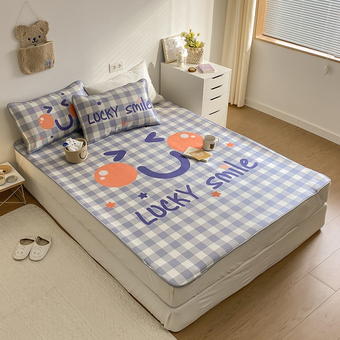 91家纺网 家纺一手货源 找家纺 雅居纺家纺 2022新款大版800D印花冰丝席 开心笑脸